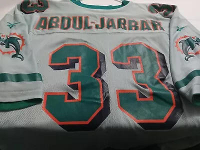 Miami Dolphins Reversible White/Aqua Jersey #33 Abdul-Jabbar Size 56 Screen  • $49.99