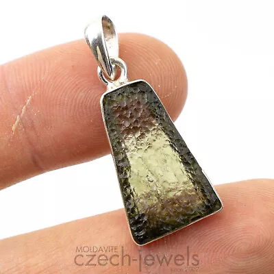 2.86g Moldavite Tektite Genuine Rough In Silver Frame .925 Pendant #VS16 • $89