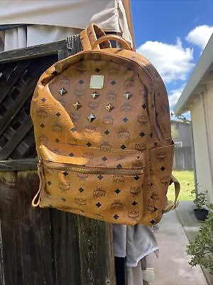 MCM Authentic Stark Cognac Backpack • $285