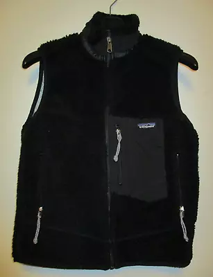 Patagonia Retro X Fleece Vest Mens Small Black Teddy Bear Sherpa 23044 2001 • $88.36