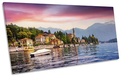 Mezzegra Lake Como Italy PANORAMIC CANVAS WALL ART Print Picture Pink • £39.99