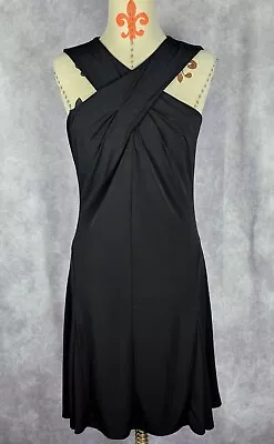 MICHAEL KORS Womens 8 Black Halter Cross Neck Jersey A-Line Dress Super Cute EUC • $28.99