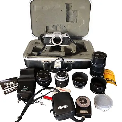 Bundle Case With Minolta SR-7 With Multi Lenses Lens Focal  Zoom Gossen - As Is • $188