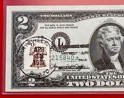 Rare Star Note 1976 $2 Dollar Bill ( San Francisco ) Stamp Cancel - Uncirculated • $74.50