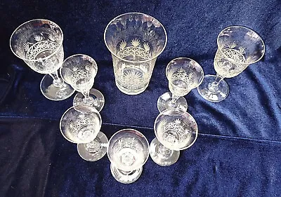 8 Beautiful Vintage Cut Glass Crystal Glasses Edwardian Pall Mall ? • £8.99