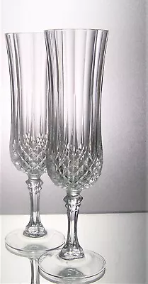 £10 • Buy Pair Cristal D'arque LONGCHAMP Lead Crystal Champagne Flutes - 20.5 Cm, 150 Ml