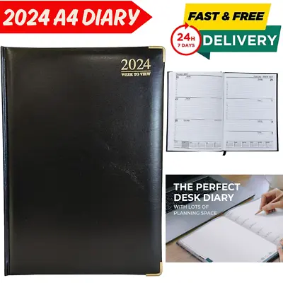 2024 A4 Week To View Black Diary Calendar Year Weekly Diary Journal And Planner • £6.49