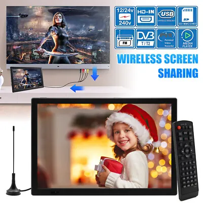 15.4  Portable 1080P Ultra-HD TV Freeview HDMI Digital Television Player 12V • £113.99