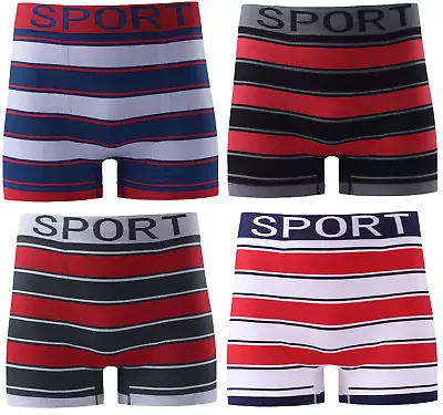 Boxer Shorts Underwear Sport Stripe Men's Seamless Trunks Men Underpants 3 Pairs • £3.99
