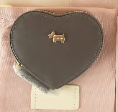 Radley Oak Hill Woods Grey Leather Small Zipped Heart Shaped Coin Purse New • £22.95