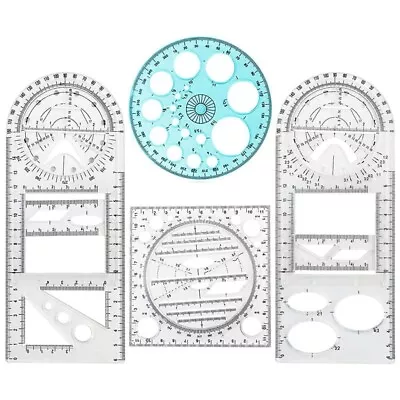 4 Pcs Multifunctional Geometric Ruler Drawing Tools Plastic Ruler Set Mathemats • $10.44