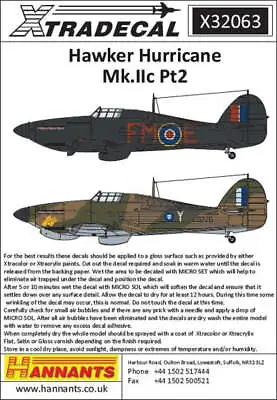 Xtradecal 32063 1:32 Hawker Hurricane Mk.IIc Part 2 • £7.20