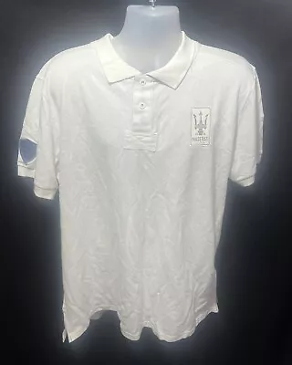 MASERATI MENS POLO SHIRT White PULLOVER COTTON Size 2XL • $25