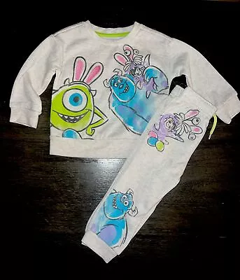 Monsters Inc Toddler Girls Easter Crewneck And Joggers Set 12 18 M 2T 3T Disney • $18.99