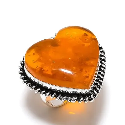 Natural Baltic Amber Gemstone Handmade 925 Sterling Silver Gift Ring Size 7 T409 • $9.99