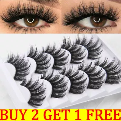 5Pair 3D False Eyelashes Mink Wispy Cross Long Thick Soft Fake Eye Lashes UK • £2.79