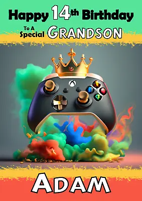 Xbox Controller - A5 Size Personalised Birthday Card - ANY Age Relation Name • £2.99