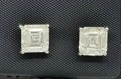 Diamond Stud Earrings AGI Certified Emerald Cut 4 Ct Lab Created 14K White Gold • $6799.99