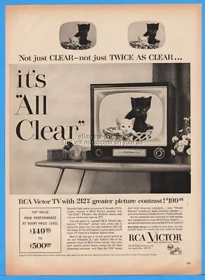 1954 RCA Victor TV Set Medalist 21 Model Cat Kittens In Basket Its All Clear Ad • $13.49