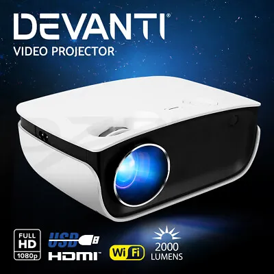 $124.95 • Buy Devanti Mini Video Projector Wifi USB HDMI Portable HD 1080P Home Projector