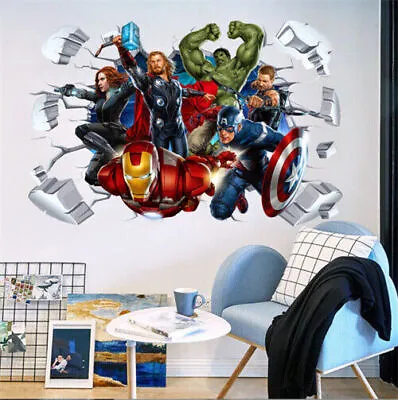 Decoration 3D Decal Decor Marvel Avengers Hole In Wall Art Bedroom Sticker Kids • £8.39