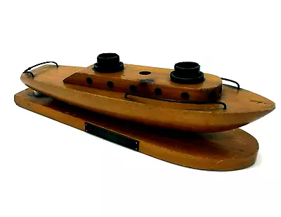 Vintage 1940s Wooden Boat Model Lamp Base Yacht Deco' Restoration Projet Plate • $86.30