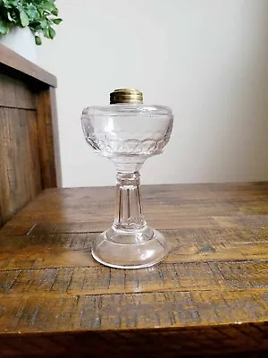 Antique Small Colorless Glass Kerosene Oil Lamp 6 3/4  Tall  • $22.95