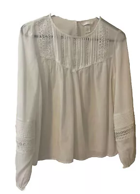 H&M Shirt Womens White Blouse Long Sleeve Top Small S • $7.50