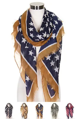 ScarvesMe Women's Fashion Patriotic USA American Flag Star Oblong Long Scarf • $15