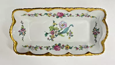 Vintage Fine Concorde China Rectangle Serving Dish 5x7 Colorful Floral/Gold Trim • $34.99