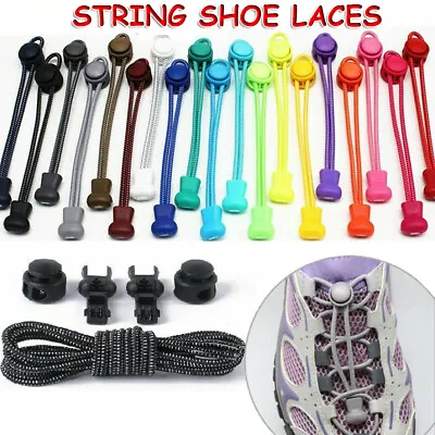 £3.29 • Buy No Tie Elastic String Lace Easy Locking Shoe Laces Shoelaces Runners Adult Kids