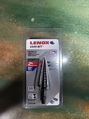 Lenox 30908-VB8 Vari-Bit Step Drill Bit 3/16  To 7/8  12 Sizes 1/4  Shank Black • $35