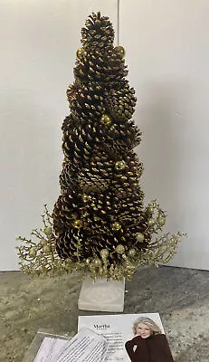 Martha Stewart 24” Decorated Potted Pine Cone Tree Topiary Leaf Berry See  (1a • $8.26
