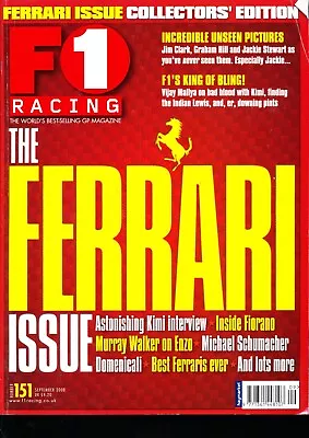 F1 Racing Magazine September 2008 The Ferrari Collectors Edition Kimi Raikkonen • £5.99