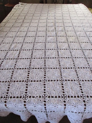 $18.50 • Buy Vintage White Oval Hand Crocheted Table Cloth 89  X 54 