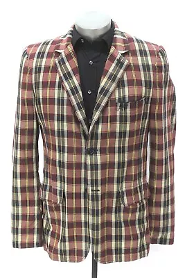 Vintage Mens Plaid EZRA ABERCROMBIE & FITCH Madras Blazer Jacket Sport Coat L • $61.99