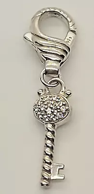 Judith Ripka Sterling Silver 3D Skeleton Key Clip Clasp Drop Pendant Charm Cz • $35