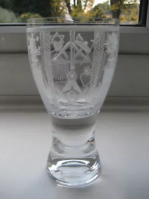 £25 • Buy Bohemian Crystal Wine Glass Superbly Engraved With Profusion Of Masonic Symbols