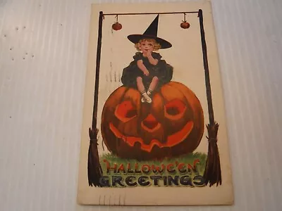 Antique Ullman Mfg Halloweenn Postcard(182) Subject 2761  Divided Posted Witch • $28.77