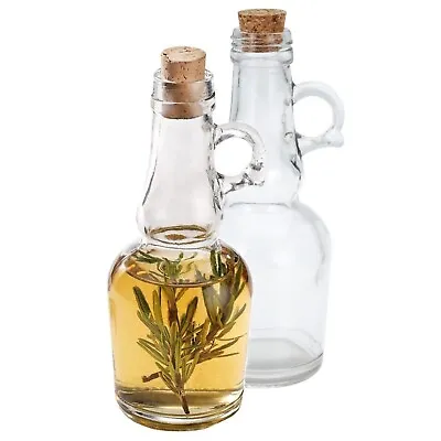 Olive Oil Bottle Pourer Glass Vinegar Dispenser Drizzler With Cork Lid 250ml X2 • £7.75