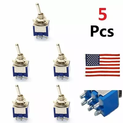 Toggle Switches 5 Pcs 3 Position Mini MTS-203 6-Pin DPDT ON-OFF-ON 6A 125VAC • $3.69