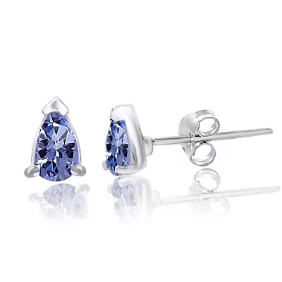 1/2 Ct Pear Simulated Tanzanite Teardrop Stud Earrings  14k White Plated Silver • $26.99