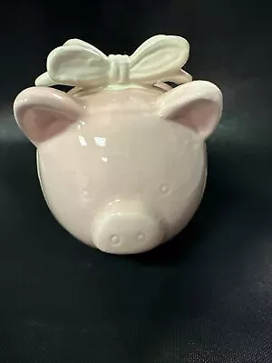 Vintage Ceramic Piggi Bank With White Ceramic Ribbon • $14.99