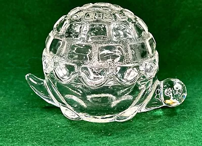 Anchor Hocking Trinket Dish Bowl Lid Turtle Thick Pressed Glass 4.5  L X 3.25 W  • $14.99