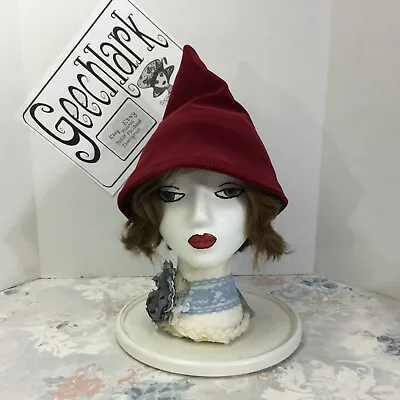 House Witch Hat Red Velvet Hat Elf Gnome Hood Fairy Cap L Geechlark 6547 • $29.95