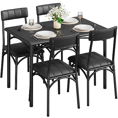 5 Pcs Dining Set Table And 4 Chairs Wood Top Dinette For Home Kitchen Breakfast • $149.99