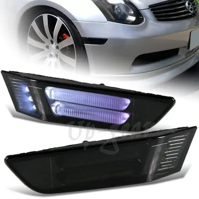 For 03-07 Infiniti G35 2DR Smoke LED Strip Front Bumper Side Marker Lights Lamp • $25.50