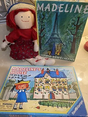Madeline’s 1995 Board Game Big Madeline Hardcover Book Cute Madeline 15” Doll • $24