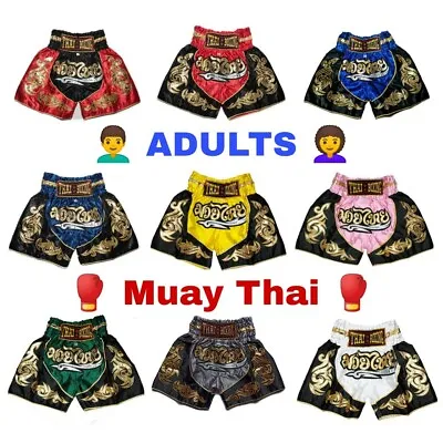 Muay Thai Shorts Fight Boxing Vintage Embroidery Patterns Gym Gear Satin Fabric • $15.99