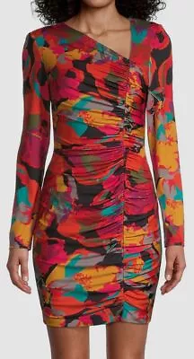 $245 Aidan Mattox Women's Red Floral Ruched Minidress Size 2 • $78.78